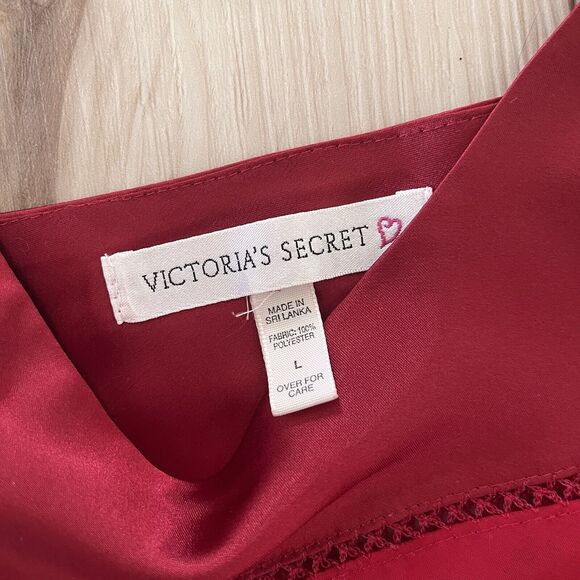 Victoria's Secret Sheer Red Chiffon & Satin Babydoll Negligee Chemise Size L - Picture 5 of 7